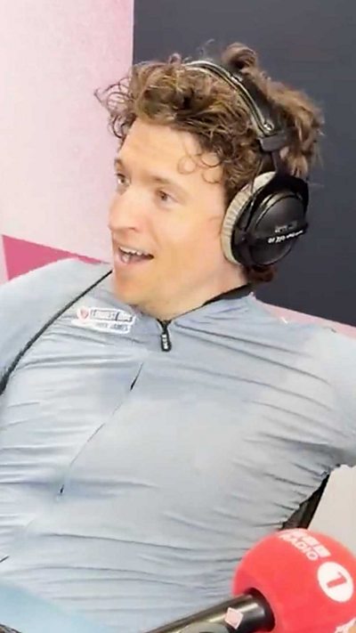 Greg James in the studio looking shocked