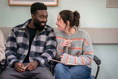 Stephen (PAAPA ESSIEDU);Lisa (SIOBHÁN CULLEN) in Babies (Photo credit: Credit: BBC/Snowed-In/Amanda Searle)