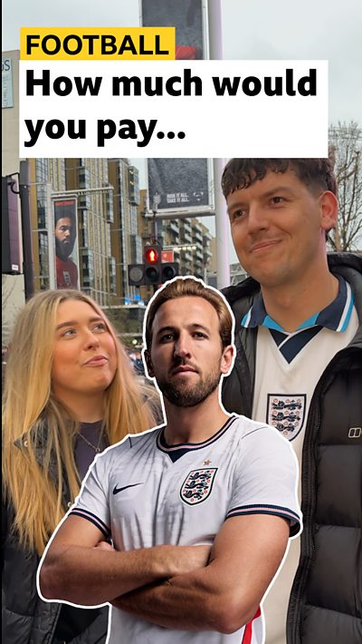 England fans with Harry Kane in a new England home shirt