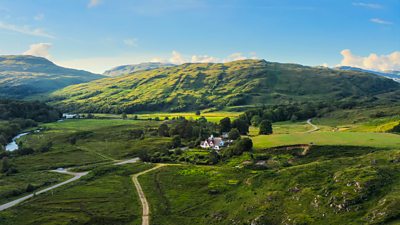 Drone shot of the Western Highlands.