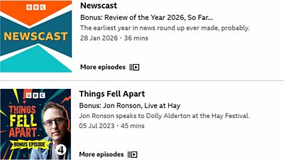 Examples of bonus episodes on �鶹�� Sounds