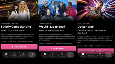 Examples of bonus Christmas episodes on �鶹�� iPlayer
