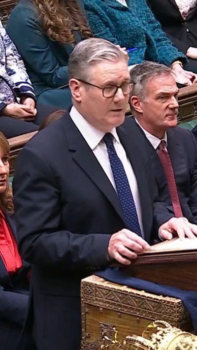 Keir Starmer stands in parliament