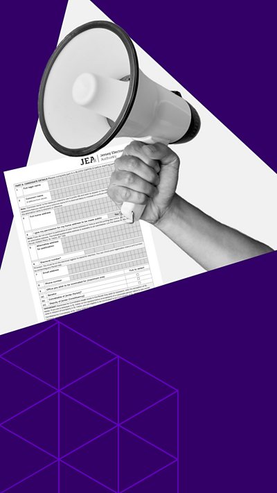 A megaphone on a purple background