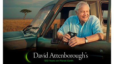 Sir David Attenborough leans on the door of a jeep with binoculars in hand, on location while filming for Seven Worlds, One Planet at Ol Pejeta Conservancy, Kenya