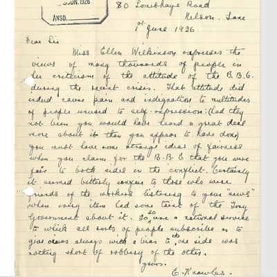 A BBC Written Archives Document