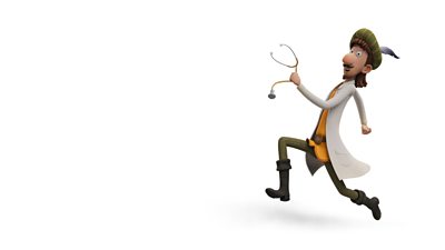 Gadabout - an animated man wearing a doctors coat and holding a stethoscope 