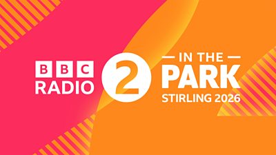 Radio 2 In The Park Stirling logo on a bright orange and pink graphic background