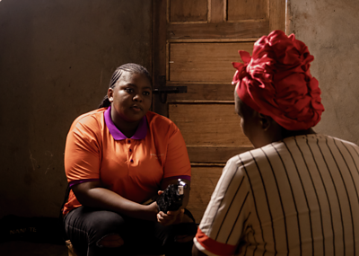 Davida interviewing Fatmata