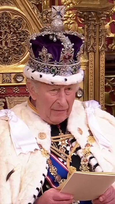 The king on a throne with a crown on