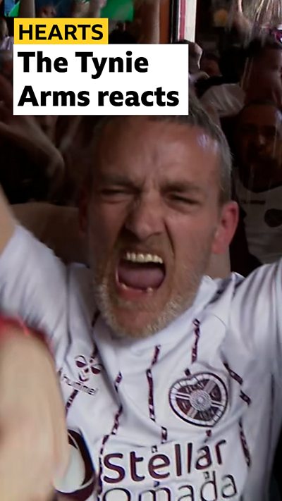 Hearts fans in Edinburgh react to Shankland's opener