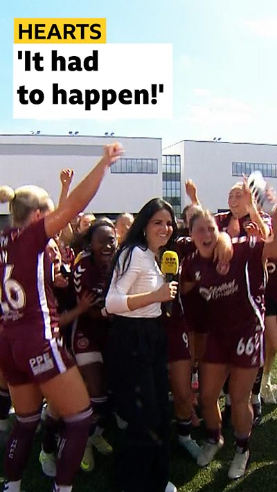 Hearts players gatecrash interview after first title win