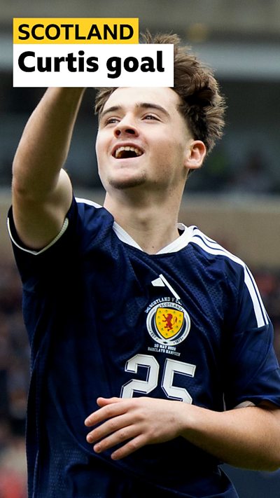 Findlay Curtis celebrates after scoring for Scotland against Curacao