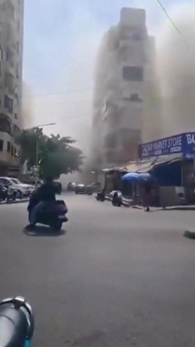 Smoke rises in Beirut street