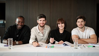  Marcus Onilude, Niall Wright, Kerri Quinn, Cameron Cuffe at a script reading