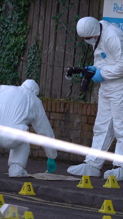 Forensic team at the scene of Belfast stabbing