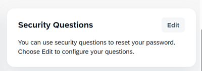 Screenshot displaying BBC Connect profile area where to update Security Questions