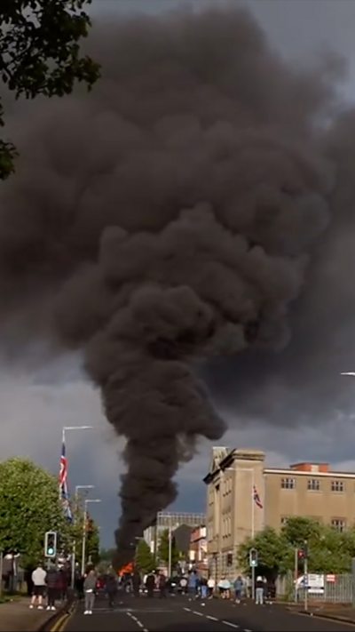 Smoke rising in the sky