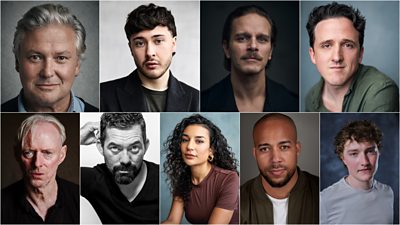 Composite image featuring nine headshots of the actors announced for Peaky Blinders, including Conleth Hill, Samuel Bottomley, Arturo Muselli, Daniel Monks, Ned Dennehy, Packy Lee, Lucie Shorthouse, Eugene Collins, and Cal O'Driscoll. 