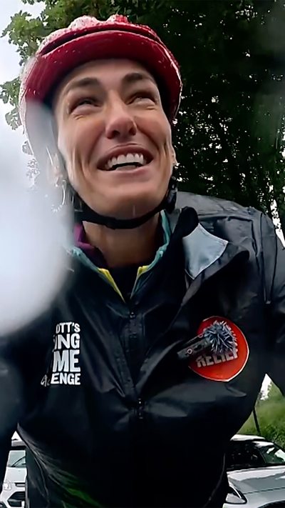 Jill Scott cycling on a bike
