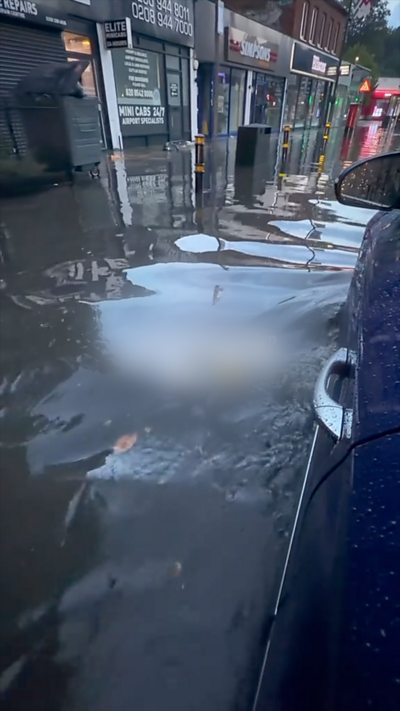 Flash flooding in Raynes Park