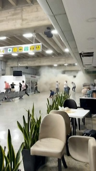 Video captures airport damage during earthquake.