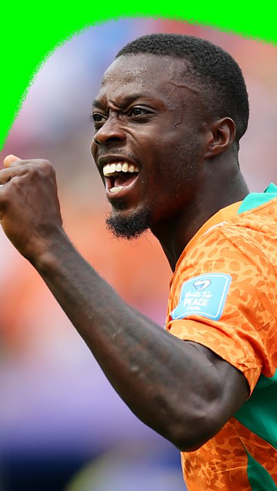 Ivory Coast winger Nicolas Pepe celebrates his goal against Curacao