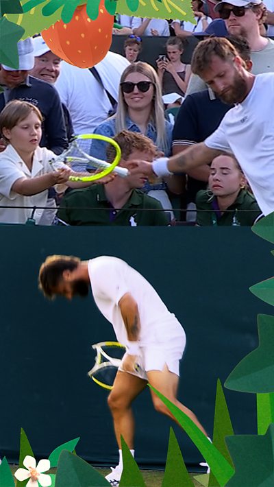 Corentin Moutet smashes his racket
