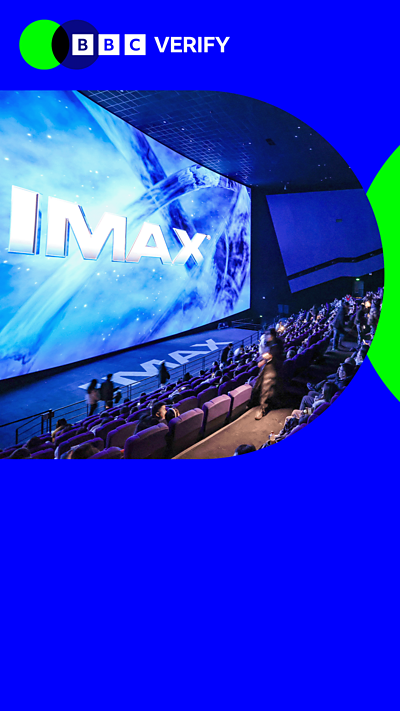 An image of an IMAX cinema screen, in BBC Verify branding.