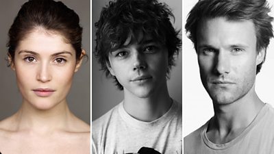 Three headshots of actors appearing in upcoming drama, The Portrait of a Lady. Featured are: Gemma Arterton, Jack Wolfe and Hugh Skinner,