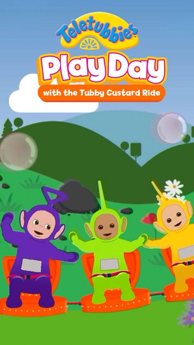 Teletubbies Play Day game with the Teletubbies riding the Tubby Custard Train