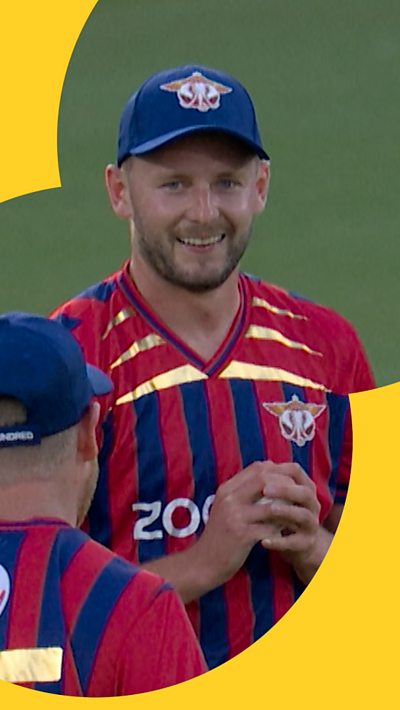Gus Atkinson smiles with surprise at having made a catch