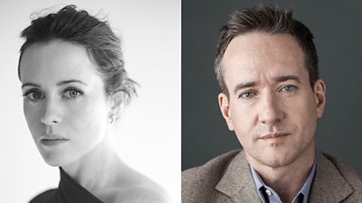 Composite image with headshots for Claire Foy and Matthew Macfadyen.