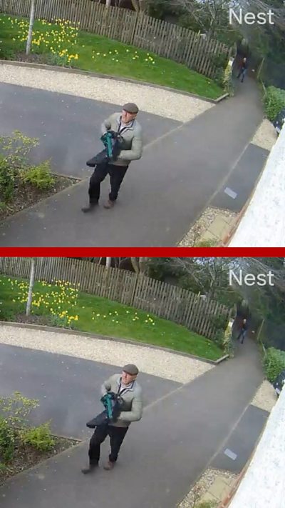 A composite image showing the pursuit of a teenager carrying a knife