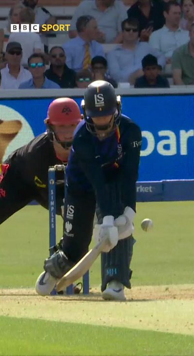 Charlie Dean getting bowled