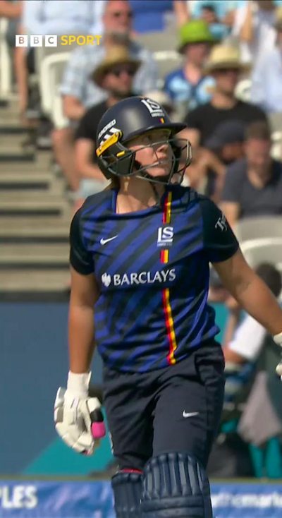 Nadine de Klerk after hitting a six