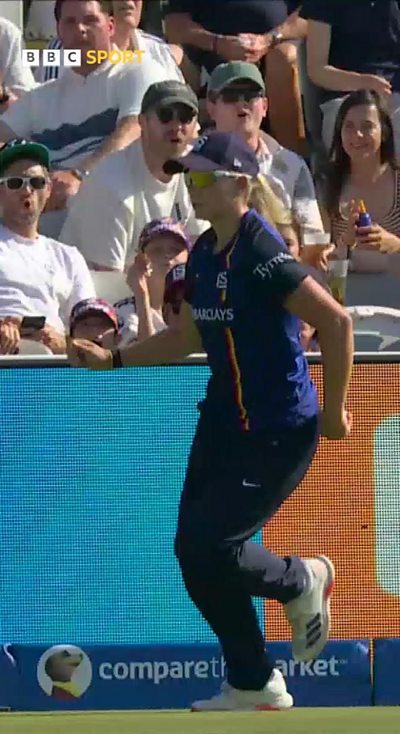 Katie George after taking a catch