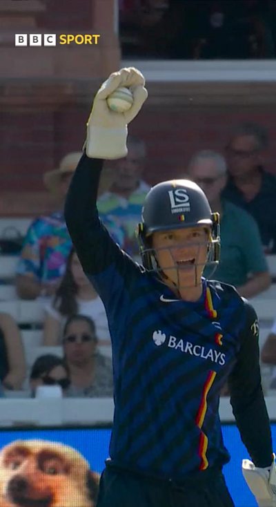 Amy Jones with the ball after taking a catch