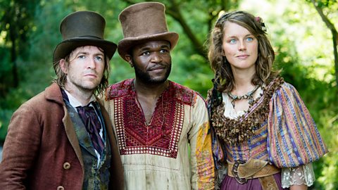 Damola Adelaja, John Cronin a Kim McCafferty yn actio yn ffilm Y Syrcas, S4C, 2013