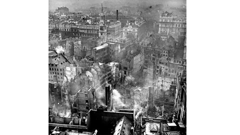 View from St Paul's cathedral showing the ruins of London after the blitz.