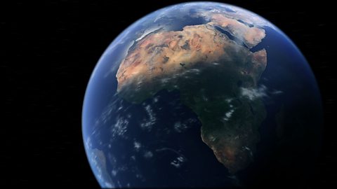 Picture of the Earth from space, showing the African continent. 