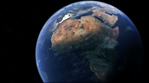 Picture of the Earth from space, showing the African continent. 