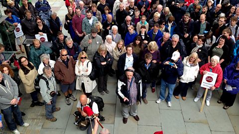People gather in Manchester in 2014 to commemorate the Peterloo Massacre.