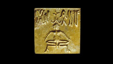 An Indus seal showing a character.