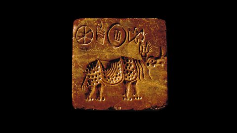 An Indus seal showing a rhino.