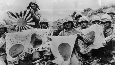 Captured Japanese flags from the Battle of Iwo Jima