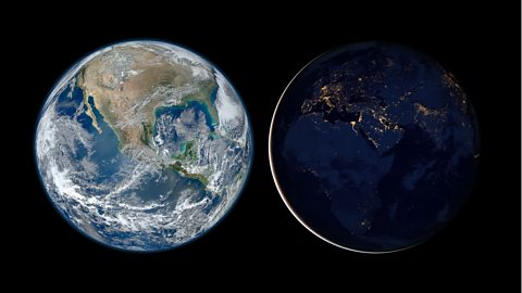 The earth viewed from space in day and night.