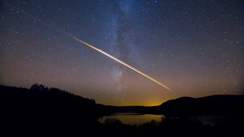 A meteor streaking accross the sky