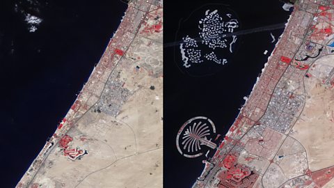  Urbanisation: Photographs taken above Dubai in 2001 and 2011 show how quickly urban growth can change landscapes.