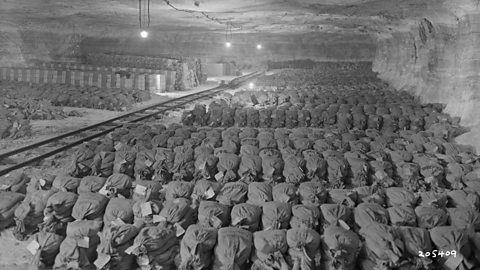 Reichsbank weatlh, SS loot and paintings being stored in an underground vault